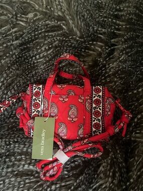 Vera Bradley Red Paisley Crossbody Bag Mini Duffle